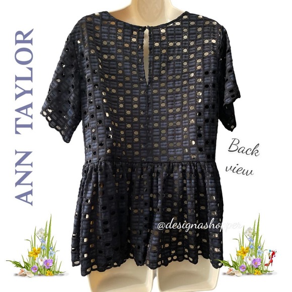 Ann Taylor Blue and Black Overlay Top - Size Small - Picture 7 of 8